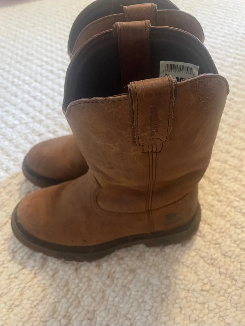 Boys Rocky Brown Leather Work Boots size 13.5